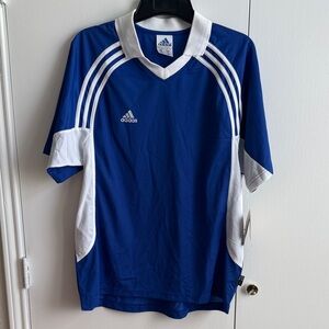 adidas Vintage Men's Royal Blue and White Soccer Jersey